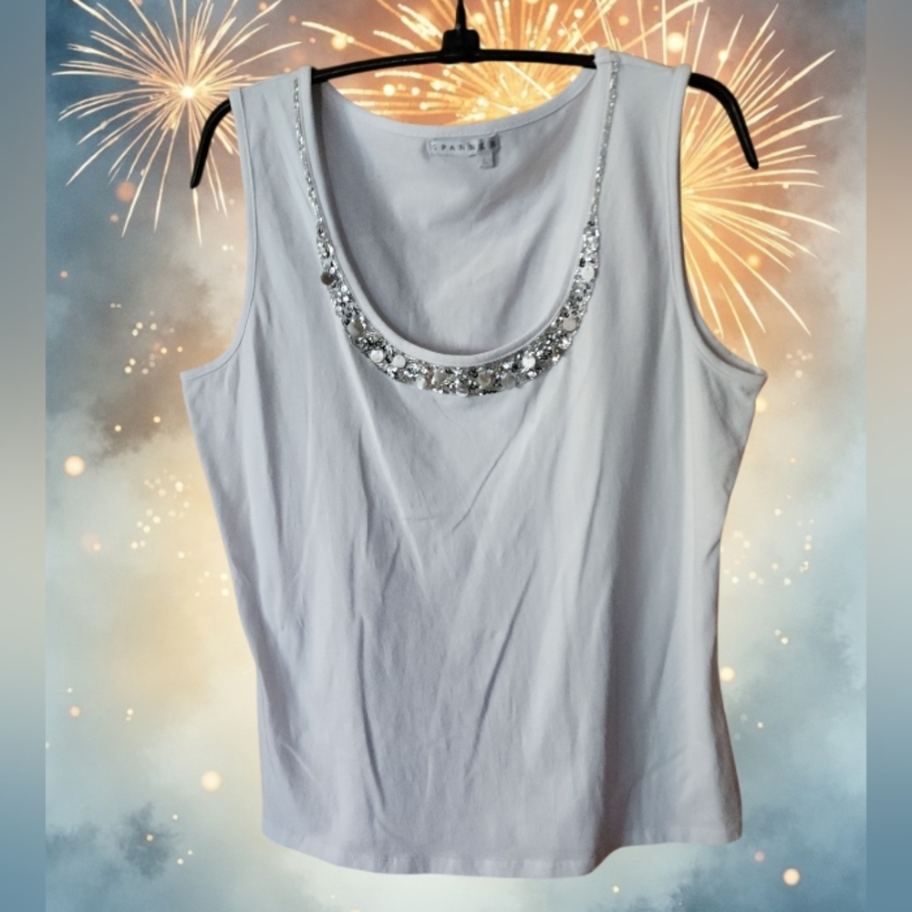 WMNS Spanner Embellished White Tank Size L